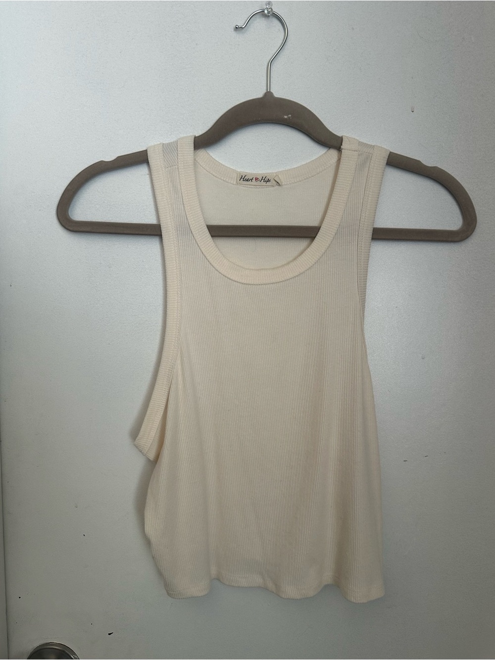 Heart Hips Cream Ribbed Scoop Tank